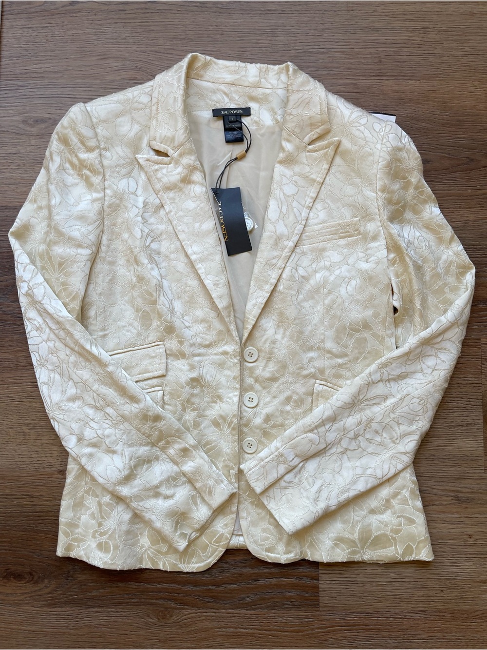Zac Posen brocade Jacquard Floral Cream Blazer size 8